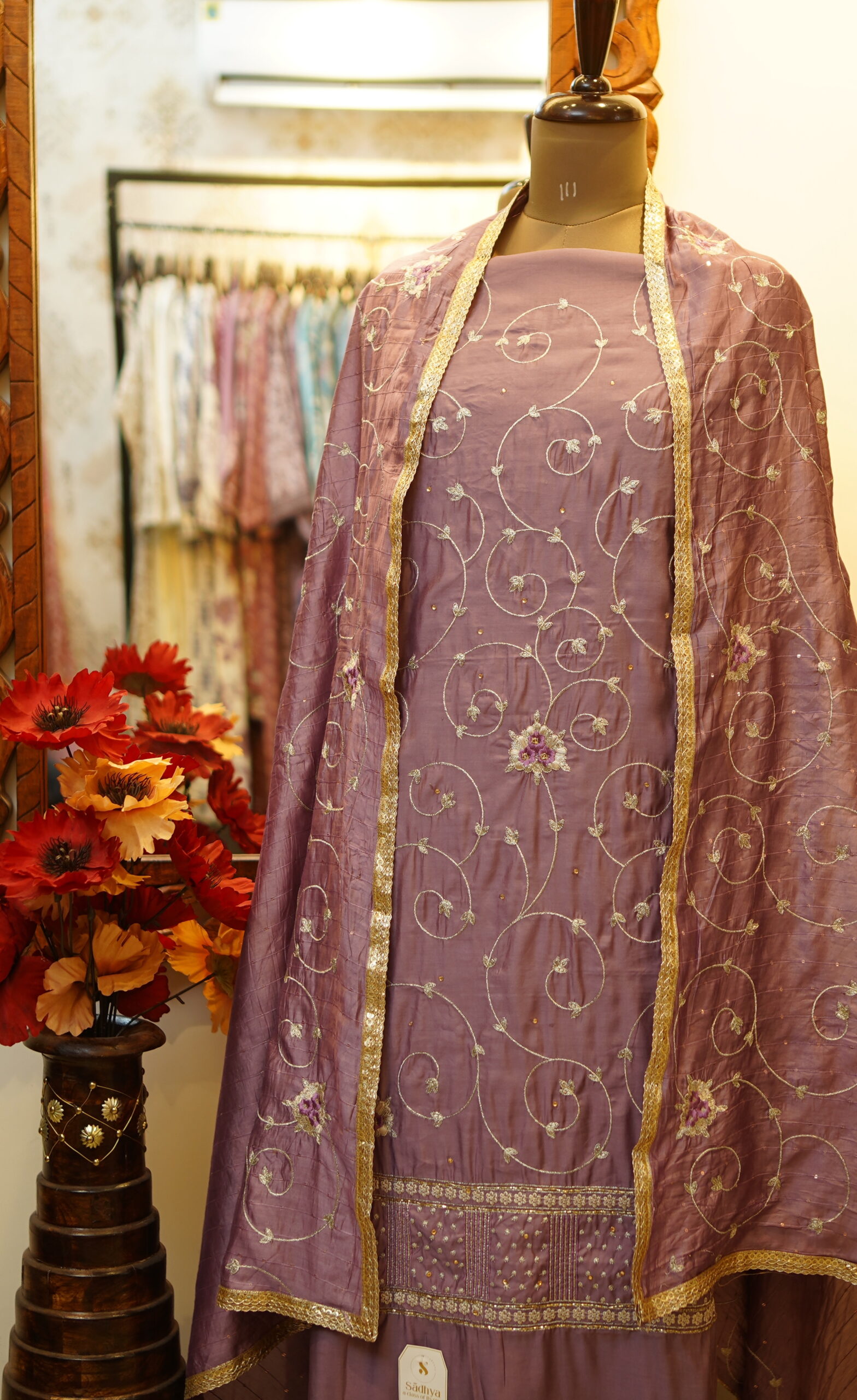 Crepe Unstitched Suit - Mauve - Image 2
