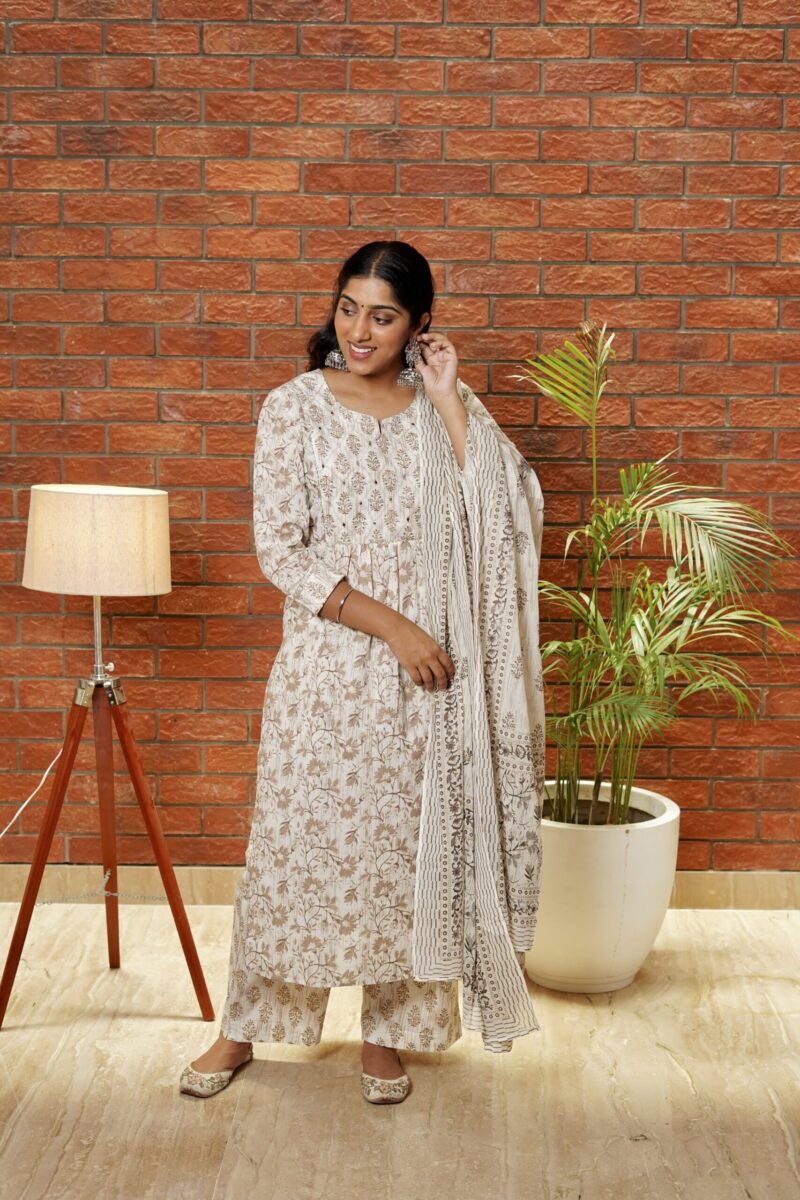 Caramel Cream Printed Suit