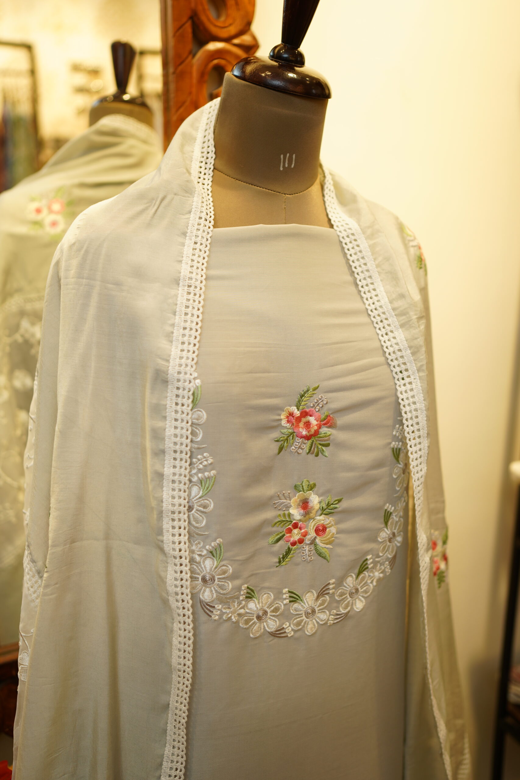 Muslin Unstitched Suit - Grey - Image 3