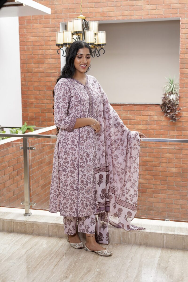 Mauve Blossom Straight Suit