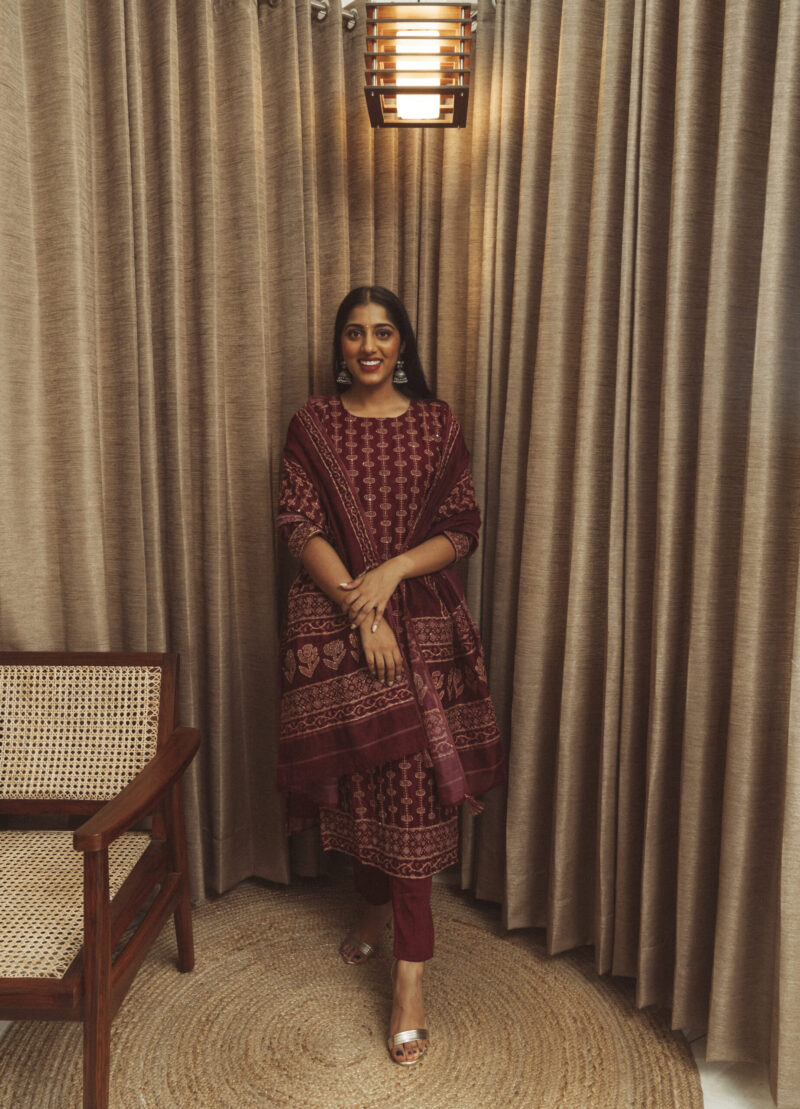 Regal Crimson Kantha Ensemble